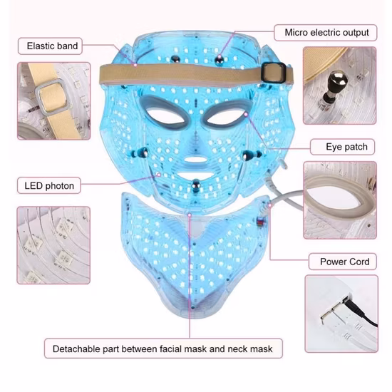 Facial Mask Skin Care 7 Color Device Light Therapy Skin Rejuvenation Anti Wrikle Aging Photon Silicone LED Face Neck Mask Machine