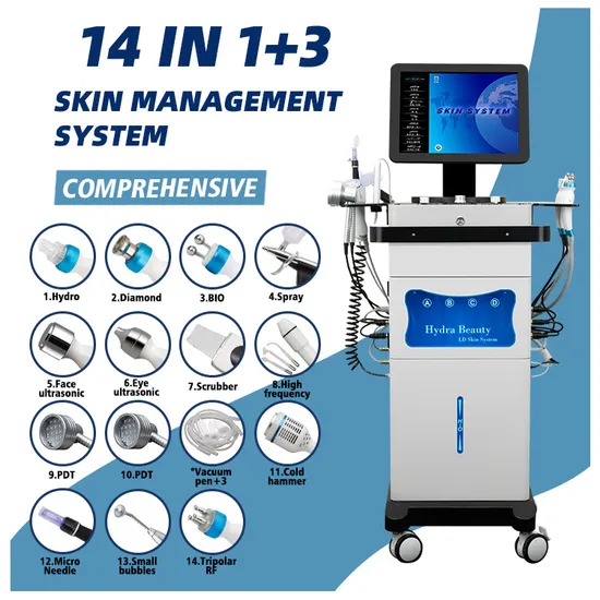 14in 1 Microdermabrasion Water Jet Facial Skin Rejuvenation Oxygen High Frequency Acne Removal RF Vacuum PDT Care Deep Cleaning for SPA Clinic Use 