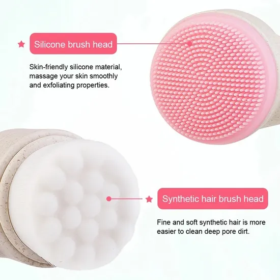 Long Handle Silicone Facial Cleaning Brush for Daily Use 