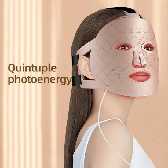 2024 New Arrival Red Light Therapy LED Silicon Maskes for Face and Neck Black LED Light Therapy Guangzhou Face Masks 