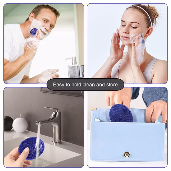 Sonic Facial Cleansing Brush, Electric Silicone Face Brush and Massager, Waterproof Silicone Face Scrubber for Deep Cleansing, Exfoliating, Rechargeable, for Gi