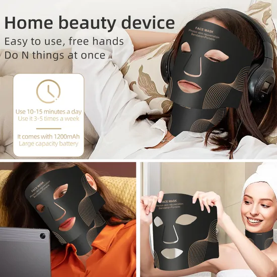 7 Colors LED Silicone Face Mask Photon Rejuvenation Anti Aging with Targeted Neck Area Facial Mask Neck Mask 